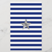 Nautical Silver Star op blauwe strepen Briefpapier (Voorkant)