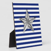 Nautical Silver Star op blauwe strepen Fotoplaat (Zijkant)
