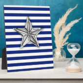 Nautical Silver Star op blauwe strepen Fotoplaat (Zijkant)