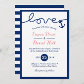 Nautical Simple Border Anchor & Rope Wedding Kaart (Voorkant / Achterkant)