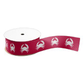 Nautical Simple Crab Silhouette op rode achtergron Grosgrain Lint (Spoel)