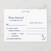 Nautical Sketch Anchor Meal Choice RSVP Uitnodiging Briefkaart (Achterkant)