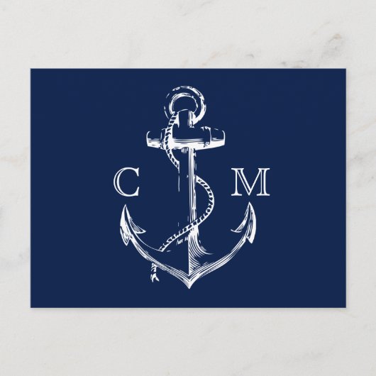Nautical Sketch Anchor Meal Choice RSVP Uitnodiging Briefkaart (Voorkant)