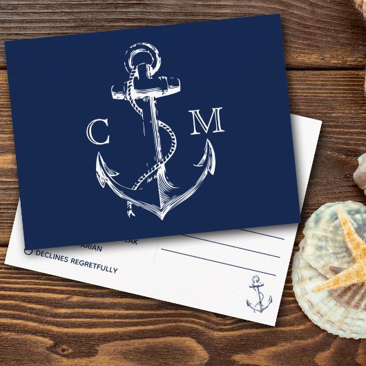 Nautical Sketch Anchor Meal Choice RSVP Uitnodiging Briefkaart