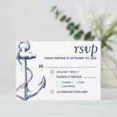 Nautical Sketch Anchor | RSVP van maankeuze Kaart (Staand voorkant)