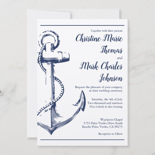 Nautical Sketch Anchor Script Font Weddenschap Kaart (Voorkant)