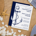 Nautical Sketch Anchor Wedding Invitation Kaart<br><div class="desc">Stropdas de knoop met deze marineschets voor de bruiloft. Pas de achtergrond en de doopvont aan. Neem contact met mij op voor verdere aanpassingen.</div>