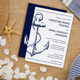 Nautical Sketch Anchor Wedding Invitation Kaart