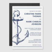 Nautical Sketch Anchor Wedding Invitation Magnetische Uitnodiging (Voorkant / Achterkant)