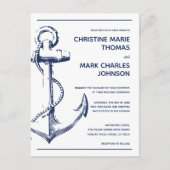 Nautical Sketch Anchor Wedding Invite Briefkaart (Voorkant)