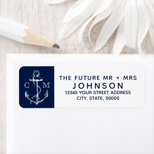 Nautical Sketch White Anchor Monogram | Etiket (Insitu)