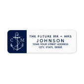 Nautical Sketch White Anchor Monogram | Etiket (Voorkant)