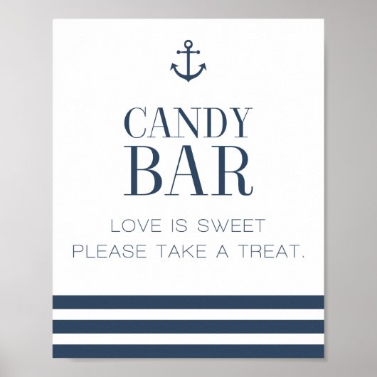 Nautical Snoep Bar Wedding Sign Poster (Voorkant)