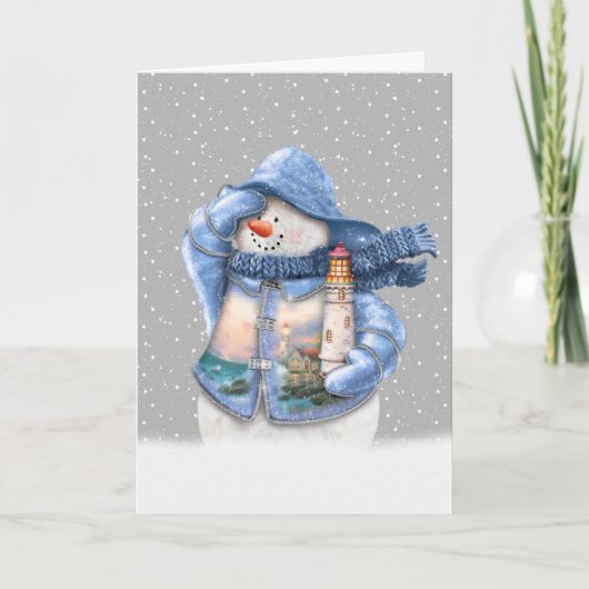Nautical Snowman in Snowflakes Feestdagen Kaart (Voorkant)