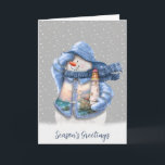 Nautical Snowman Zee Mariner Feestdagen Kaart<br><div class="desc">Snowman met een nautische vuurtoren in sneeuwvlokken. Alle tekst kan worden bewerkt.</div>