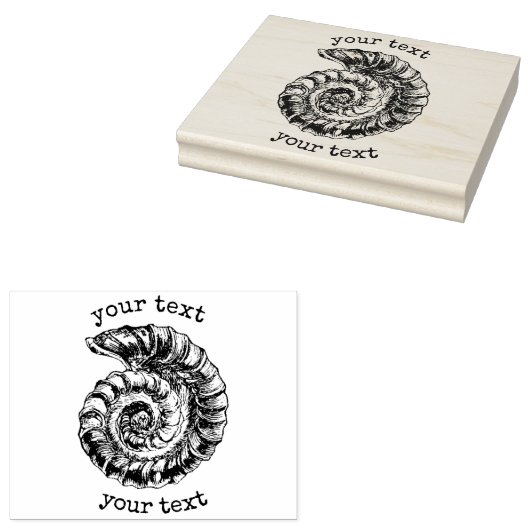 Nautical Spiral Zee Shell met de Tekst van de Dou Rubberstempel (Gestempeld)