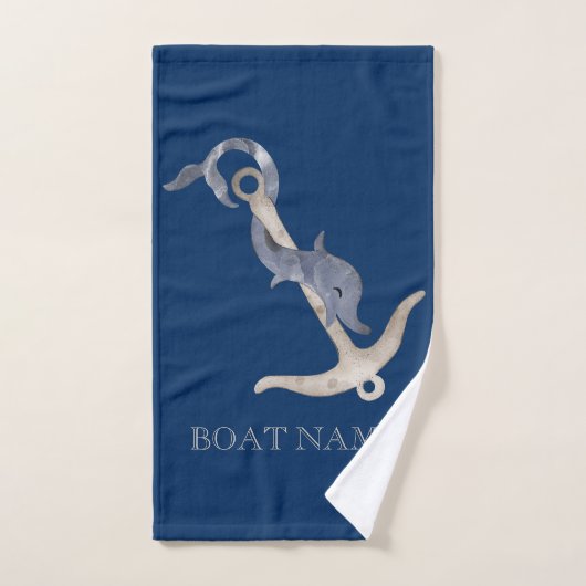 Nautical Spirit Anchor Dolphin Navy Blue Bad Handdoek (Handdoek)