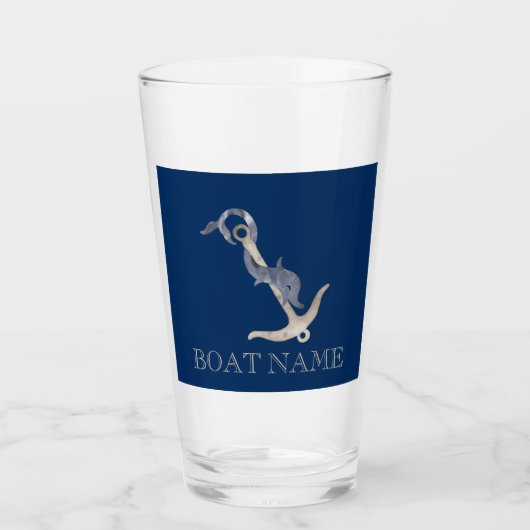 Nautical Spirit Anchor Dolphin Navy Blue Glas (Voorkant)