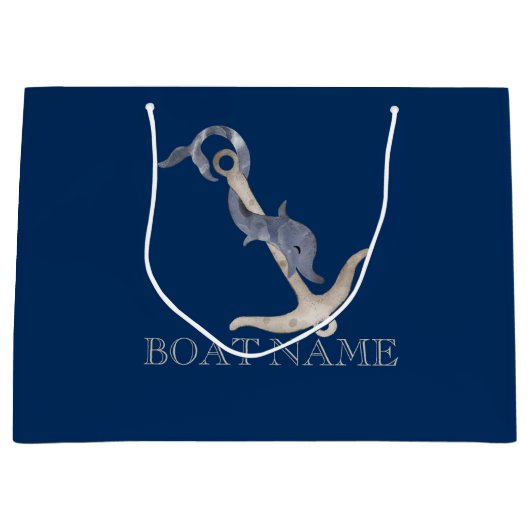 Nautical Spirit Anchor Dolphin Navy Blue Groot Cadeauzakje (Voorkant)