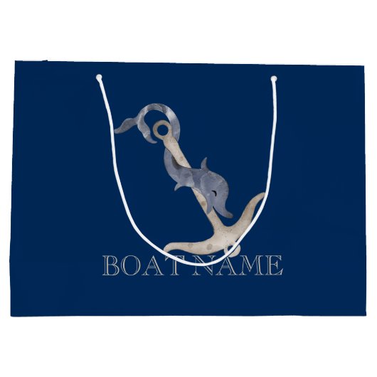 Nautical Spirit Anchor Dolphin Navy Blue Groot Cadeauzakje (Achterkant)
