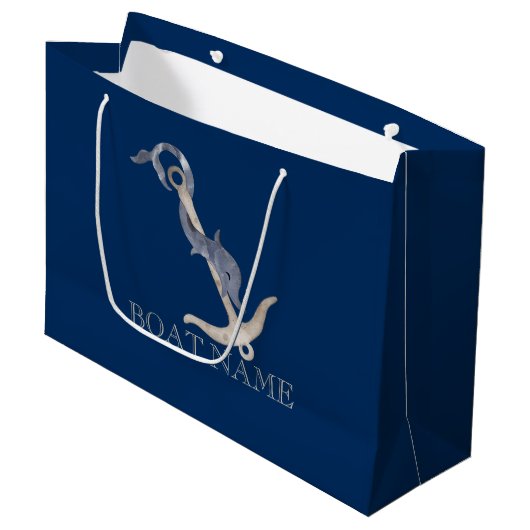 Nautical Spirit Anchor Dolphin Navy Blue Groot Cadeauzakje (Voorkant Gekanteld)