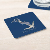 Nautical Spirit Anchor Dolphin Navy Blue Kartonnen Onderzetters (Schuin)