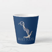 Nautical Spirit Anchor Dolphin Navy Blue Latte Mok (Voorkant)