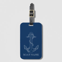 Nautical Spirit Anchor Navy Blue Bagagelabel