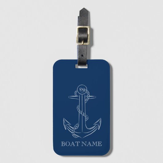 Nautical Spirit Anchor Navy Blue Bagagelabel (Voorkant (verticaal))