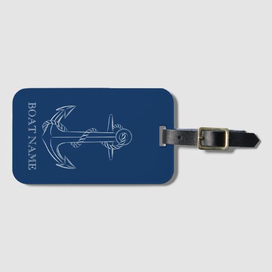 Nautical Spirit Anchor Navy Blue Bagagelabel (Voorkant (horizontaal))