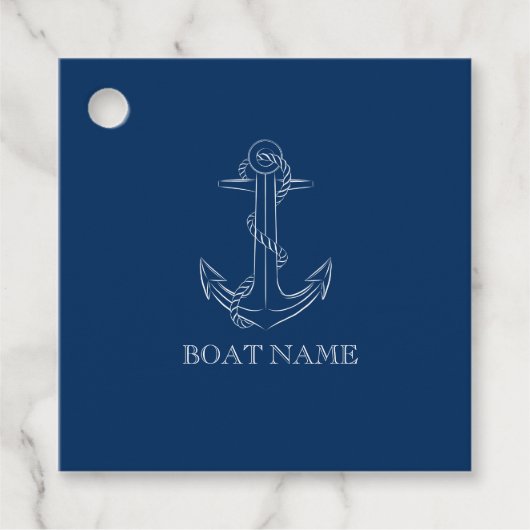 Nautical Spirit Anchor Navy Blue Bedankjes Labels (Voorkant)
