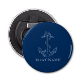 Nautical Spirit Anchor Navy Blue Button Flesopener (Voorkant)