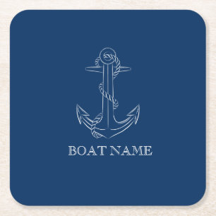 Nautical Spirit Anchor Navy Blue Kartonnen Onderzetters