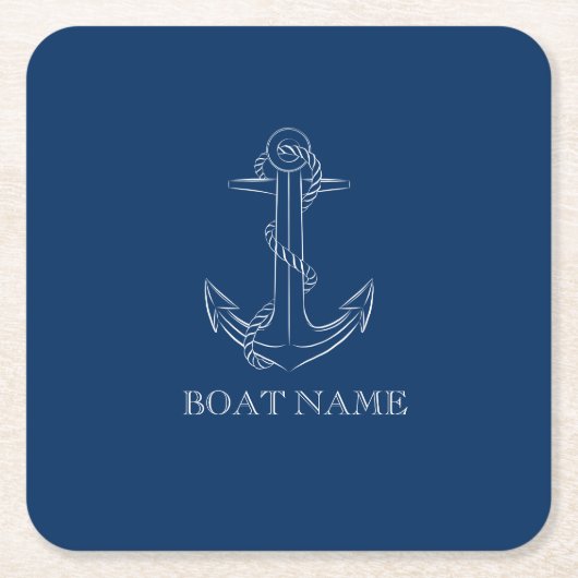Nautical Spirit Anchor Navy Blue Kartonnen Onderzetters (Voorkant)