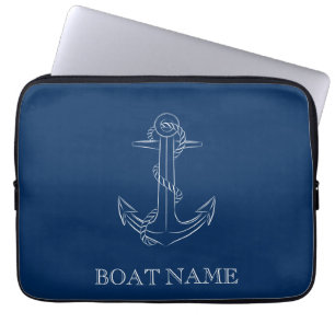 Nautical Spirit Anchor Navy Blue Laptop Sleeve