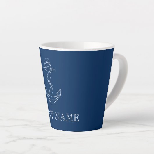 Nautical Spirit Anchor Navy Blue Latte Mok (Rechterhoek)