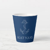 Nautical Spirit Anchor Navy Blue Latte Mok (Voorkant)