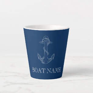 Nautical Spirit Anchor Navy Blue Latte Mok