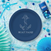 Nautical Spirit Anchor Navy Blue Papieren Bordje (Feest)