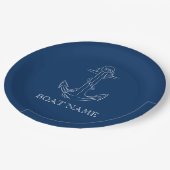 Nautical Spirit Anchor Navy Blue Papieren Bordje (Gekanteld)