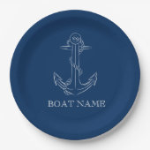 Nautical Spirit Anchor Navy Blue Papieren Bordje (Voorkant)