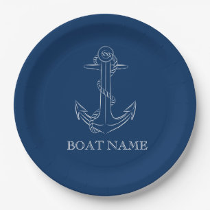 Nautical Spirit Anchor Navy Blue Papieren Bordje