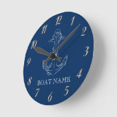 Nautical Spirit Anchor Navy Blue Ronde Klok (Hoek)