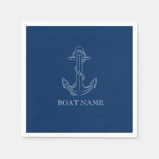 Nautical Spirit Anchor Navy Blue Servet (Voorkant)