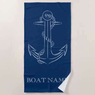 Nautical Spirit Anchor Navy Blue Strandlaken