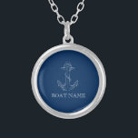 Nautical Spirit Anchor Navy Blue Zilver Vergulden Ketting<br><div class="desc">Dit afbeelding is voorzien van een anker op een blauw marineachtergrond.</div>