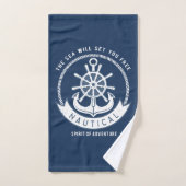 Nautical Spirit Anchor, Wiel, Navy Blue Bad Handdoek (Handdoek)