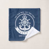 Nautical Spirit Anchor, Wiel, Navy Blue Bad Handdoek (Wasdoekje)