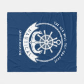 Nautical Spirit Anchor, Wiel, Navy Blue Fleece Deken (Voorkant (Horizontaal))