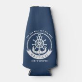 Nautical Spirit Anchor, Wiel, Navy Blue Flesjeskoeler (Voorkant)